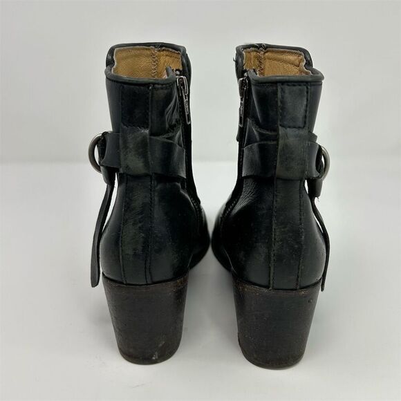 Frye Malorie Knotted Black Leather Booties Casual Block Heel Size 8 Buckle Fall - Picture 10 of 17